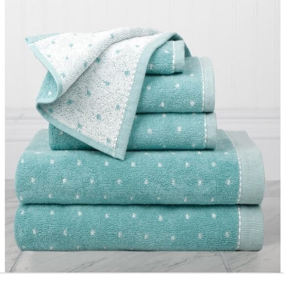 Raine Other - Raine 6 Piece Bath Towel Set Dot Pattern Eggshell Blue New